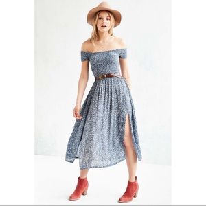 UO Kimchi Blue Smocked Off the Shoulder Dress
